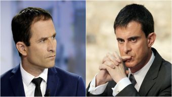 Benoît Hamon arrive devant Manuel Valls