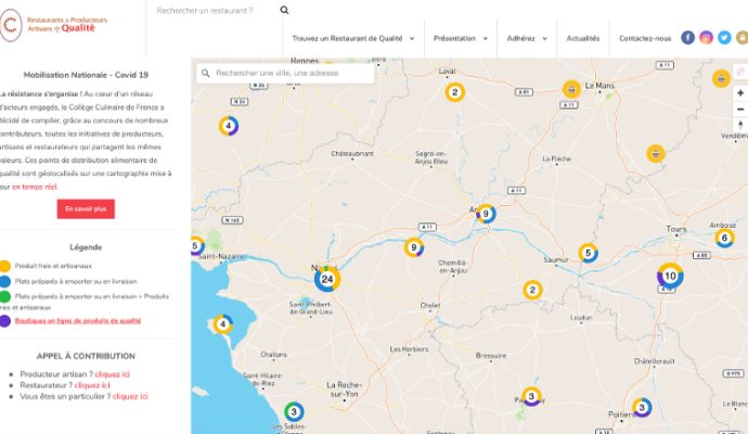 Une carte interactive pour retrouver les restaurants qui proposent des plats à emporter