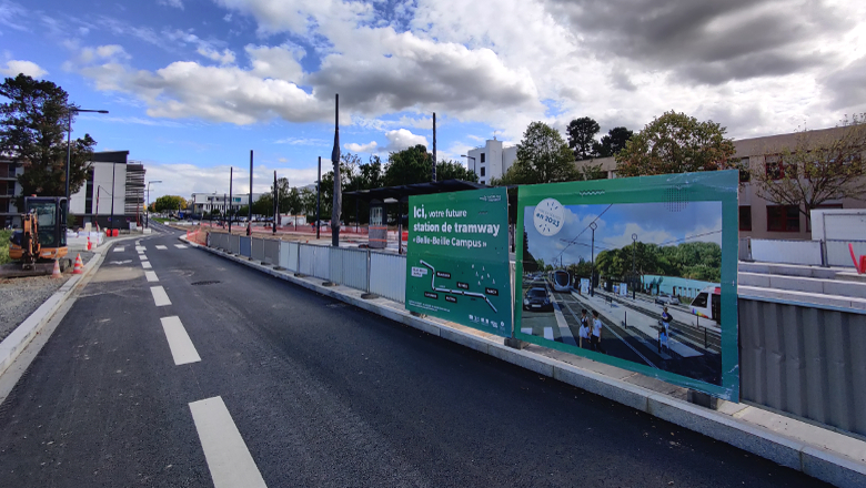 Travaux station tramway Belle-Beille